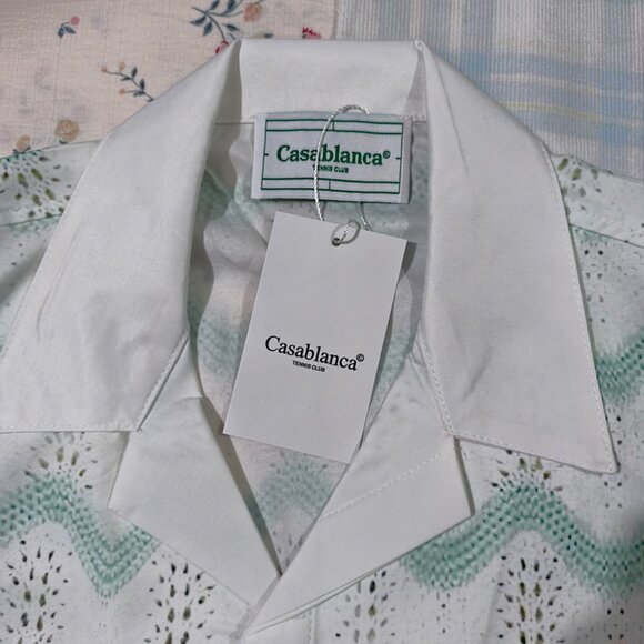 Casablanca Green Wavy Short-Sleeve Shirt - Picture 2 of 6